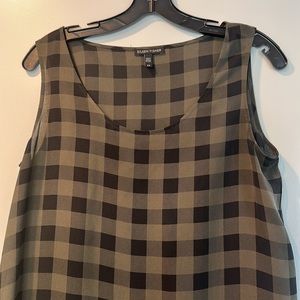 EILEEN FISHER silk checked long top size S small